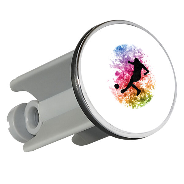 Waschbeckenstöpsel Fußballspieler bunte Silhouette 4cm