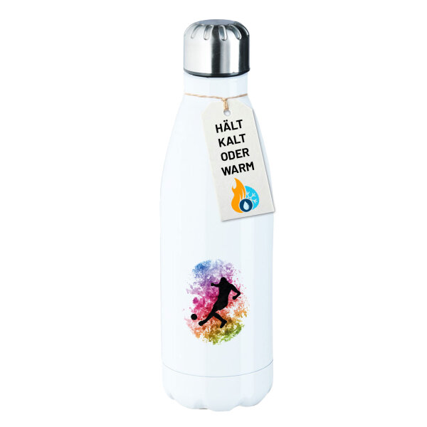 Edelstahl-Trinkflasche Fußballspieler bunte Silhouette 500ml Wasserflasche