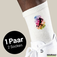 Unisex Socken Fu&szlig;ballspieler bunte Silhouette...