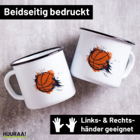 Emaille Tasse Basketball bunt 300ml Vintage Emaille Becher
