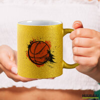 Glitzertasse Basketball bunt 330ml