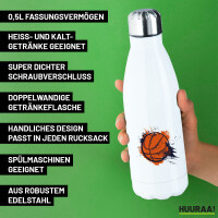 Trinkflasche Basketball bunt 500ml Edelstahl Wasserflasche