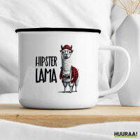 Emaille Tasse Hipser Lama Comic Meme 300ml Vintage