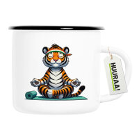 Emaille Tasse Yoga Tiger Comic 300ml Vintage Emaille Becher