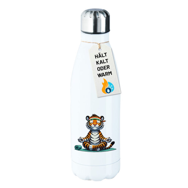 Trinkflasche Yoga Tiger Comic 500ml Edelstahl Wasserflasche