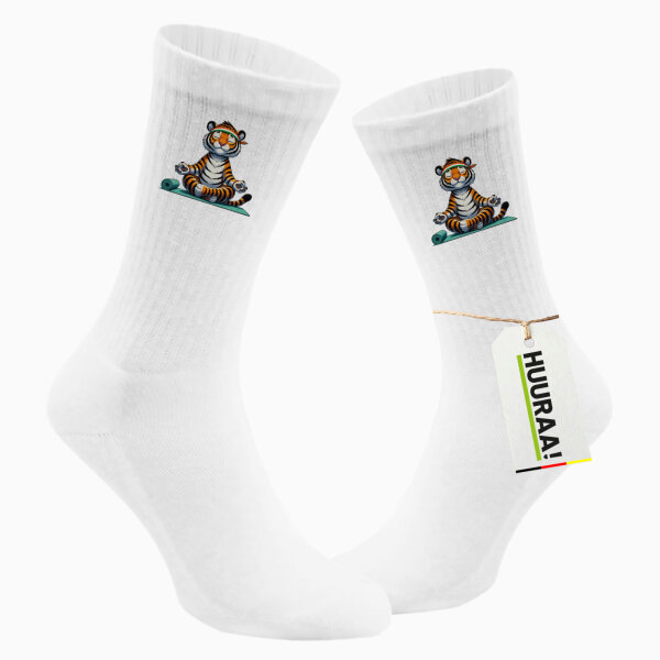 Unisex Socken Yoga Tiger Comic Größe 37/46 White Motiv Tennissocken