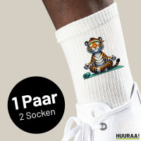 Unisex Socken Yoga Tiger Comic Größe 37/46 White Motiv Tennissocken
