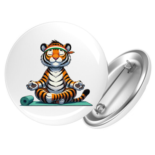 Button Yoga Tiger Comic rund