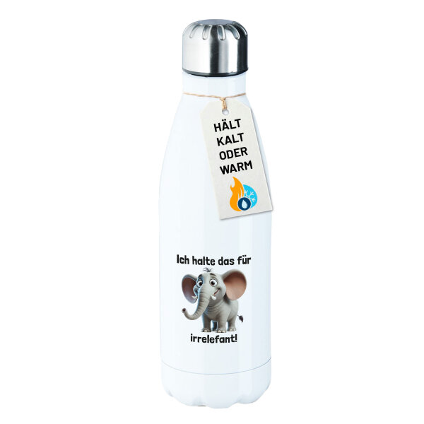 Trinkflasche Ich halte das für irrelefant Elefant Meme 500ml Edelstahl Wasserflasche