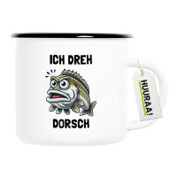 Emaille Tasse Ich dreh Dorsch Comic Meme 300ml Vintage