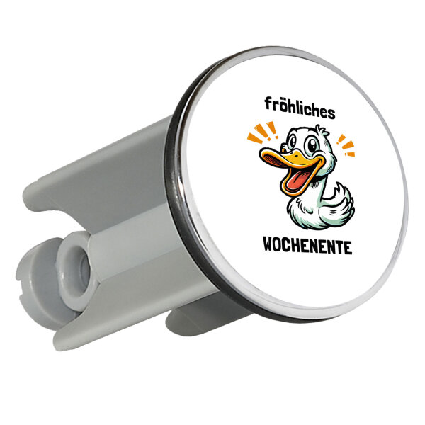 Waschbeckenstöpsel fröhliches Wochenente Ente Meme 4cm Abflussstopfen