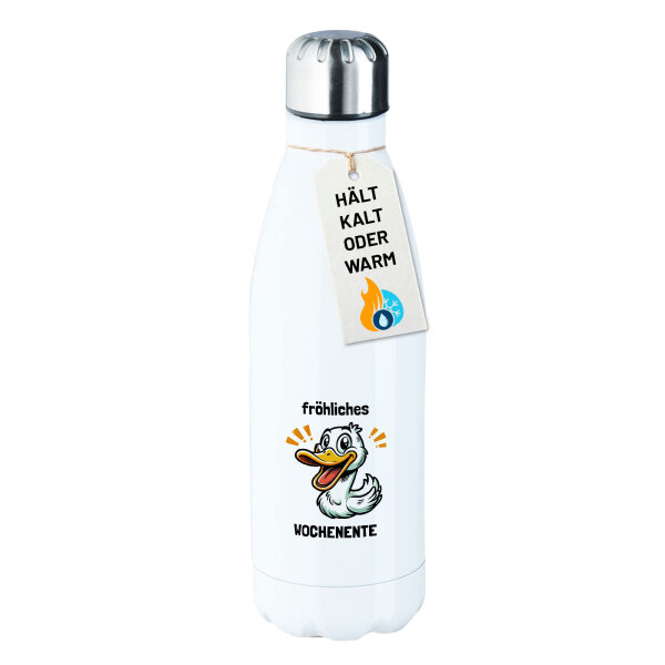 Trinkflasche fröhliches Wochenente Ente Meme 500ml Edelstahl Wasserflasche
