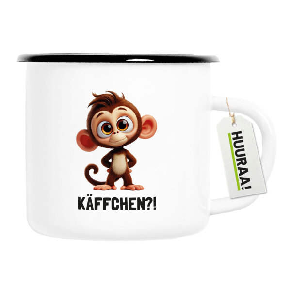 Emaille Tasse Käffchen? Affe Äffchen Meme 300ml Vintage Emaille Becher