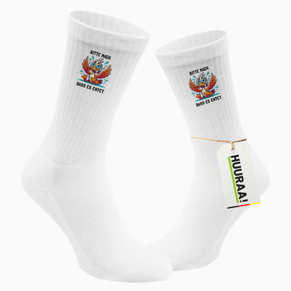 Unisex Socken Bitte mach dass es entet Ente Meme Größe 37/46 White Motiv Tennissocken