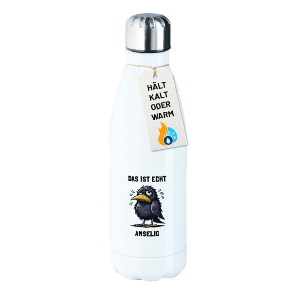 Trinkflasche Das ist echt Amselig Amsel Meme 500ml Edelstahl Wasserflasche