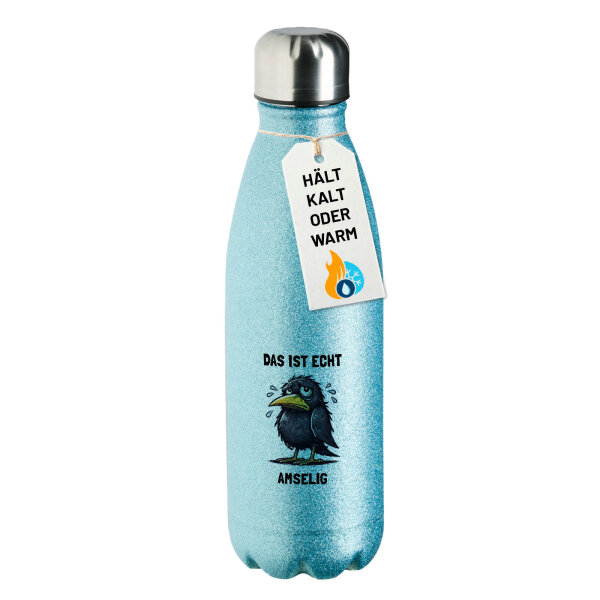 Trinkflasche Das ist echt Amselig Amsel Meme 500ml Blue Edelstahl Wasserflasche
