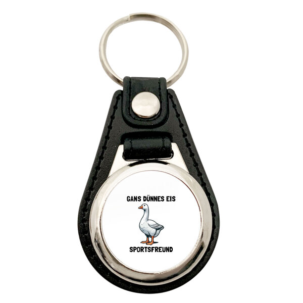 Anhänger Gans dünnes Eis Sportsfreund Gans Meme Metall mit Kunstleder