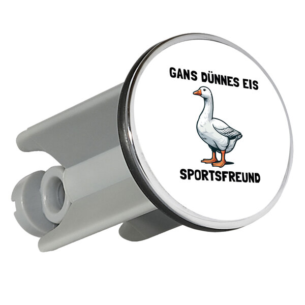Waschbeckenstöpsel Gans dünnes Eis Sportsfreund Gans Meme 4cm Abflussstopfen