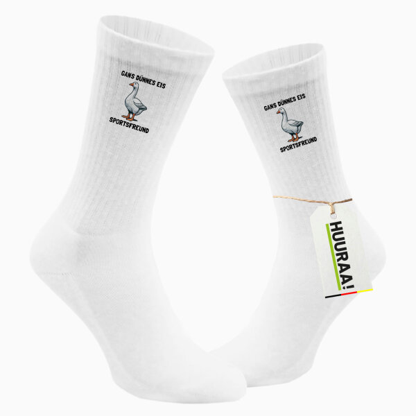 Unisex Socken Gans dünnes Eis Sportsfreund Gans Meme Größe 37/46 White Motiv Tennissocken