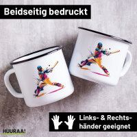 Emaille Tasse Baseball Spieler bunte Silhouette 300ml...