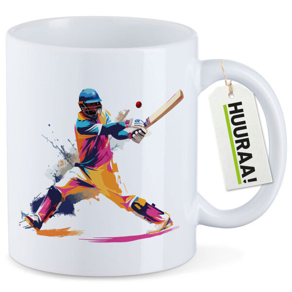 Kaffeetasse Baseball Spieler bunte Silhouette 330ml