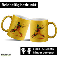 Glitzertasse Baseball Spieler bunte Silhouette 330ml