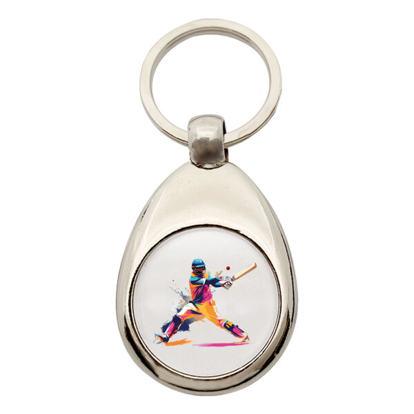 Schlüsselanhänger Baseball Spieler bunte Silhouette