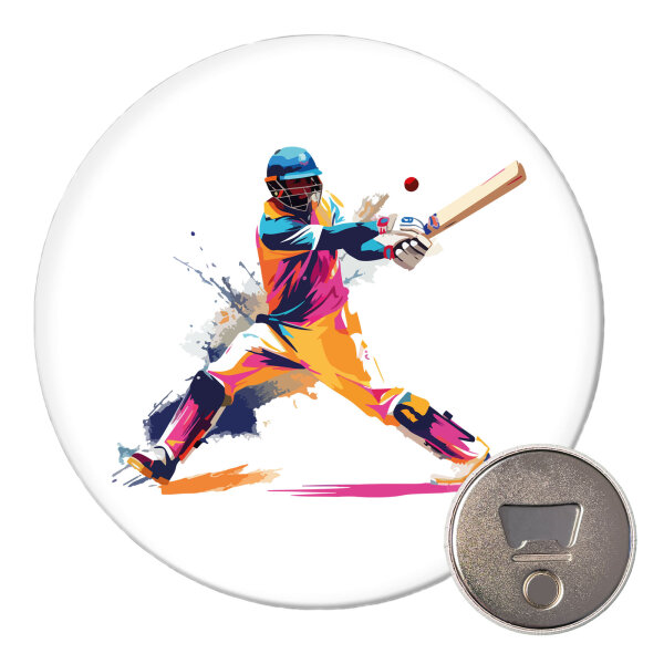 Magnet Baseball Spieler bunte Silhouette 59mm Kühlschrankmagnet Flaschenöffner
