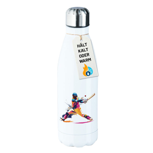 Edelstahl-Trinkflasche Baseball Spieler bunte Silhouette 500ml Wasserflasche
