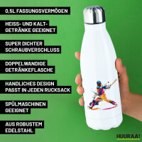 Edelstahl-Trinkflasche Baseball Spieler bunte Silhouette 500ml Wasserflasche