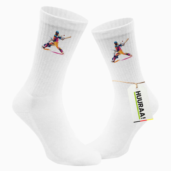Unisex Socken Baseball Spieler bunte Silhouette Größe 37/46 White Motiv Tennissocken