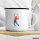 Emaille Tasse Tennis Spieler bunte Silhouette 300ml Vintage