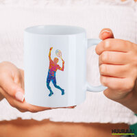 Kaffeetasse Tennis Spieler bunte Silhouette 330ml