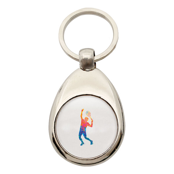 Schlüsselanhänger Tennis Spieler bunte Silhouette Schlüsselring