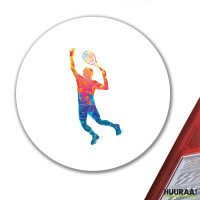 Aufkleber Tennis Spieler bunte Silhouette 10cm rund