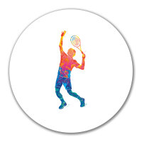 Aufkleber Tennis Spieler bunte Silhouette 10cm