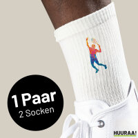 Unisex Socken Tennis Spieler bunte Silhouette Größe 37/46 White Motiv Tennissocken
