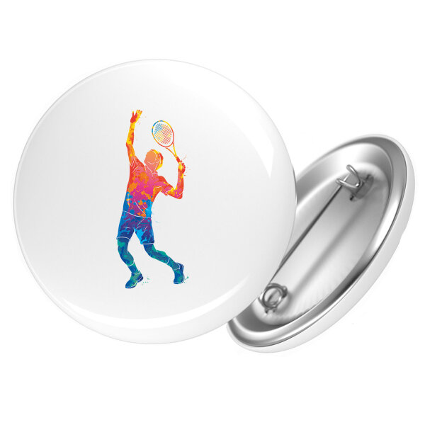 Button Tennis Spieler bunte Silhouette