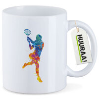 Kaffeetasse Tennis Spielerin bunte Silhouette 330ml