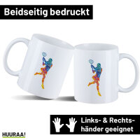 Kaffeetasse Tennis Spielerin bunte Silhouette 330ml