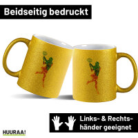 Glitzertasse Tennis Spielerin bunte Silhouette 330ml