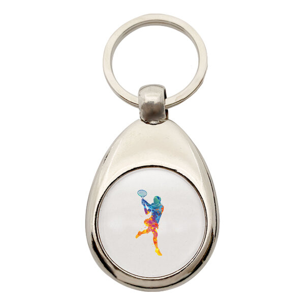 Schlüsselanhänger Tennis Spielerin bunte Silhouette