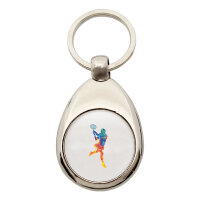 Schlüsselanhänger Tennis Spielerin bunte Silhouette