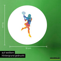 Aufkleber Tennis Spielerin bunte Silhouette 10cm