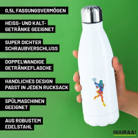 Trinkflasche Tennis Spielerin bunte Silhouette 500ml Edelstahl Wasserflasche