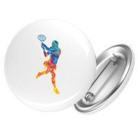 Button Tennis Spielerin bunte Silhouette