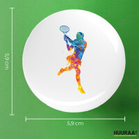 Button Tennis Spielerin bunte Silhouette