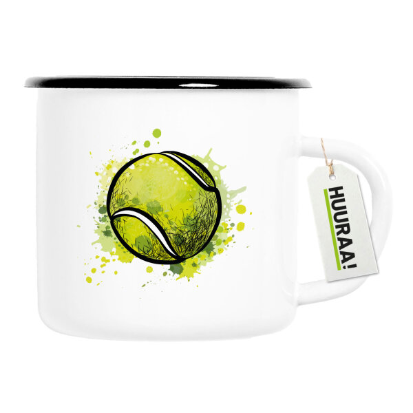 Emaille Tasse Tennisball Comic 300ml Vintage