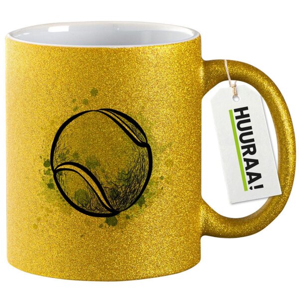 Glitzertasse Tennisball Comic 330ml