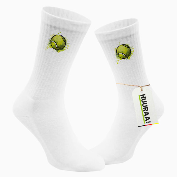 Unisex Socken Tennisball Comic Größe 37/46 White Motiv Tennissocken